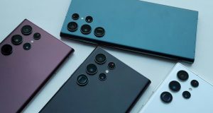 Samsung-Smartphones mit eSIM-Funktionen, die verschiedene Modelle und Kameraobjektive zeigen.